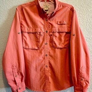LL Bean Shirt Adult L Reg Salmon tropicwear long Sleeve Button Up Vented